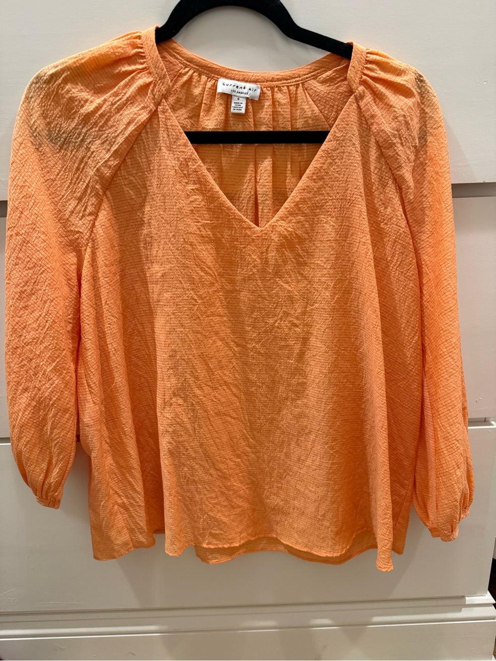 Current Air Peach Textured V-Neck Blouse
